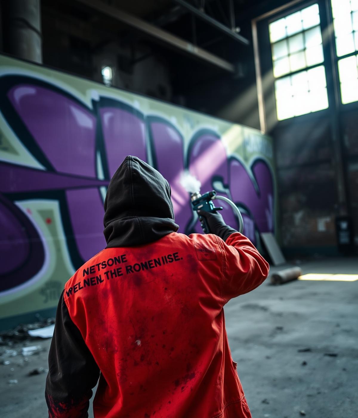 D3LUX founders working in a graffiti-covered studio